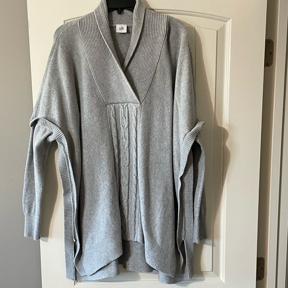 CAbi Style # 3303 Gray Cable Knit Poncho Sweater - Picture 2 of 7